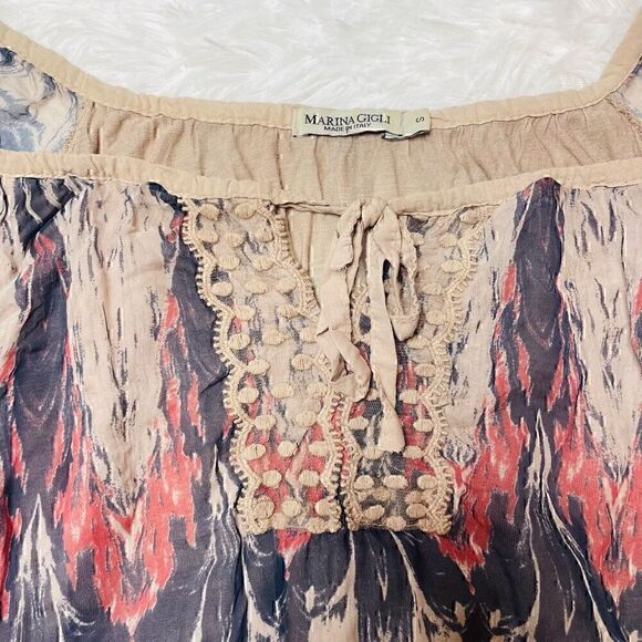 Marina Gigli Made in Italy 100% Silk Dress Tunic Lined Size S Balloon Sleeve - Picture 3 of 11